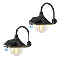 Auzev Solar Lanterns Lights Outdoor Solar Barn Light with 3 Lighting Modes | Motion Sensor LED Retro Wall Mount Waterproof Dusk to Dawn Outside Lighting for Farmhouse, Patio, Garden,Shed (Black-2Pack) - color: Black-2Pack