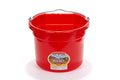 Little Giant® Flat Back Plastic Animal Feed Bucket | Animal Water and Feed Bucket with Metal Handle | 8 Quarts | Red - color: Red