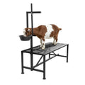 Upgrade Goat Milk Stand with Feed Bin, 400lbs Goat Stand for Grooming & Hoof Trimming, 1mm Thick Platform & Anti-Slip Design, for Pygmy and Dwarf Goats, Firm Head Lock and Adjustable Head - size: M - 38"L x 18"H