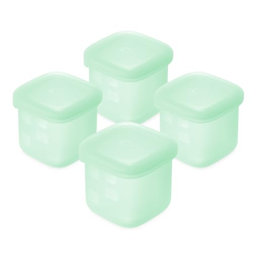 Olababy Silicone Baby Food Storage Containers 4pk, 4oz (Mint) | For Baby Food, Snacks, Formula, Puree & Sauce. BPA & Micro Plastic-Free. Daycare Essentials for Toddlers. - color: Mint, size: 4 oz