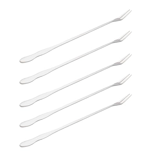 10 Inch Pickle Fork Set of 5, Stainless Steel Long Handle Pickle Grabber for Jars, Olive Forks, Cocktail Forks, 2-Prong Fruit Dessert Appetizer Forks