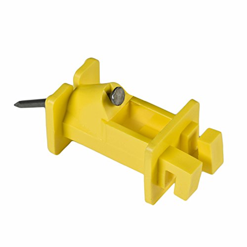 Zareba Slant Nail Insulator for Electric Fencing, 250 Pack - IWNY-Z, Yellow - Use with High-Tensile Steel and Aluminum Wire, Polywire, Polyrope Electric Fences - Nails Included - 25 Insulators - size: 25 Pack