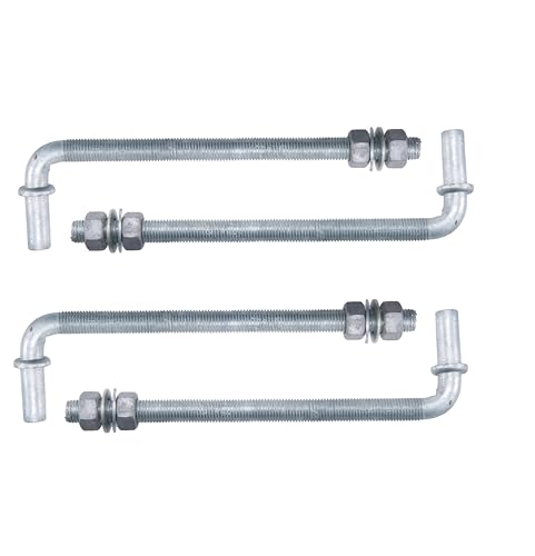 J-Bolt Post Hinge with 5/8" Hinge Pin Galvanized Post Gate Hinge for Chain Link Fence, Washers & Nuts Included (10" (4 Pcs)) - size: 10" (4 Pcs)