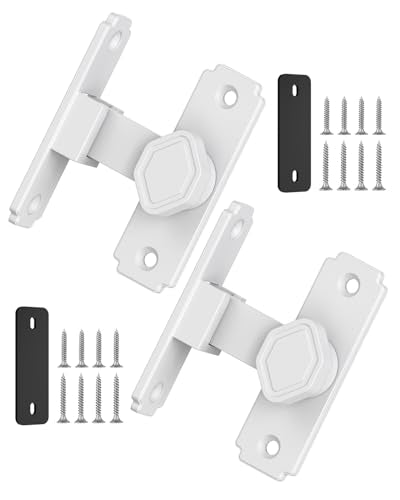90 Degree Barn Door Lock, Rustproof Sliding Gate Latch, White 2Pcs | Multipurpose Security Lock for Bathroom, Cabinet, Pet Cage, Garden Shed, Window And Sliding Wooden Doors - color: White-2PCS