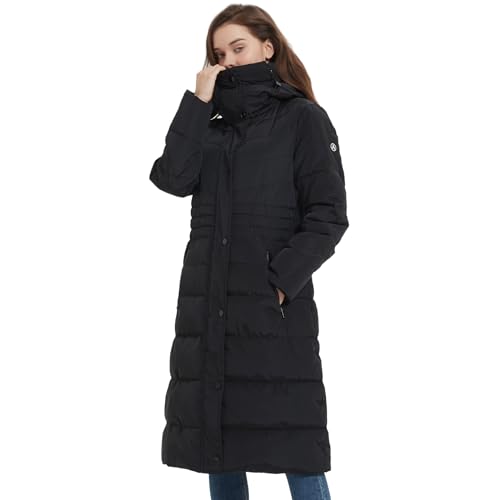 IKAZZ Women's Winter Coats, Thickened Warm Insulated Vegan Down Long Parka Jacket with Hood - color: Black, size: XX-Large