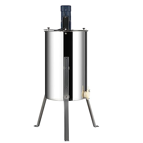 VEVOR Electric Honey Extractor, 2/4 Frame Stainless Steel Beekeeping Extraction, Honeycomb Drum Spinner with Transparent Lid, Apiary Centrifuge Equipment with Height Adjustable Stand | Stainless Steel Spinner with Clear Lid, Fits 2 Deep and 2 Medium Frame