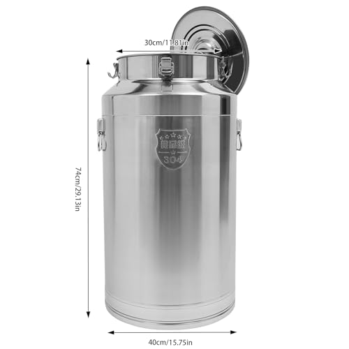 88L/23.3Gal Milk Can, 304 Stainless Steel Airtight Storage Pail with Locking Sealed Lid, Carry Handle, Heavy Duty Food Grade Bucket, Storage Container for Wine, Oil, Beverage, Home, Farm, Kitchen Use - size: 88L/23.3Gal