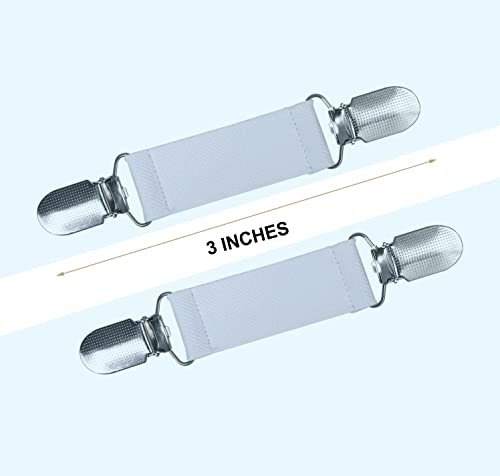 3” Bed Clip for SpotWarm, Adjustable Strap for Spot Warm King and Queen Bed Warmer, Use in Upper Two Corners to Keep Spot Warm in Place. Length 3” and Stretches, Includes - 1 Pair White - size: 3 inches