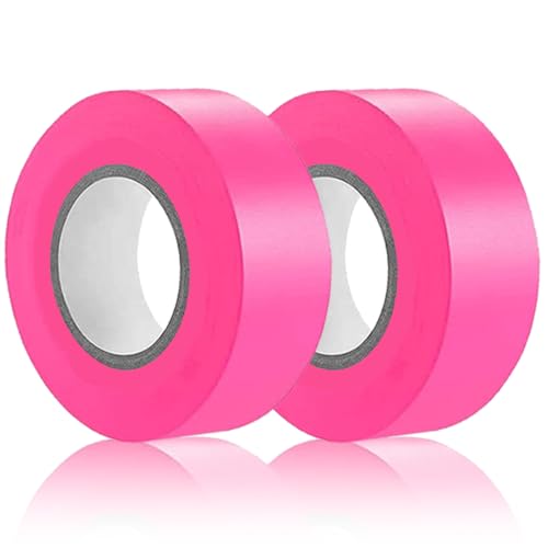 2 Pack Pink Flagging Tape, Non-Adhesive, 1"*294ft | Plastic Ribbon Neon Marking Roll, Marking Tape for Tree Marking, Hunting, Boundaries and Hazardous Areas,Trail Marking - color: Pink-2pcs
