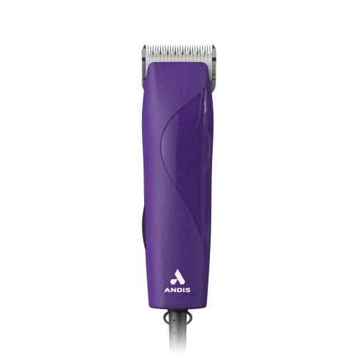 Andis 24820 EasyClip 7-Piece Detachable Ceramic Blade Clipper Kit, Purple | Single-speed quiet comfortable motor, 12ft power cord, dog grooming kit with 4 combs - style: New Model