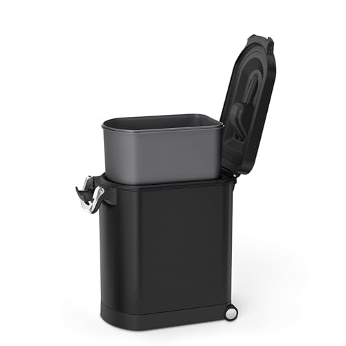 simplehuman 25 Liter, 27 lb / 12.2 kg Medium Pet Food Storage Container for Dog Food, Cat Food, and Bird Feed, Alloy Steel, Matte Black - color: Matte Black, size: Medium