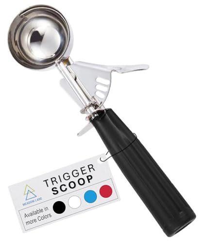 Meadow Lane #24 Ice Cream Disher Scoop, Stainless Steel, Black | Stainless steel 2.7 Tbsp scoop has a reinforced trigger and non-slip handle; dishwasher-safe for ice cream, dough and more. - color: Black