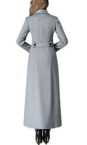 Women's Charming Long Wool Trench Coat Winter Double Breasted Classic Thick Jacket - color: Gray Long- Style 2, size: 2