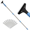 4-Inch Razor Blade Floor Scraper, Long Handle Heavy Duty 37-51.5 Inch | Adjustable Razor Scraper for Cleaning Windows, Glass,Shower,Gum,Tile,10 Extra Blades - size: 51.5in