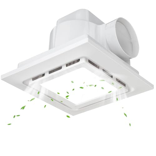 Bathroom Exhaust Fan with Light Ultra Quiet Ventilation Fan Combo 1.0 Sone 145CFM (12" Panel 10"x10" Mount) - color: white