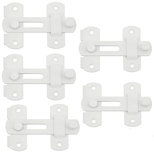 szhdxsy 5 Pcs Stainless Steel Gate Latches Flip Latch Safety Door Bolt Latch Lock,Barn Door Latches，White