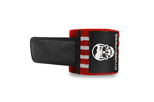Gymreapers Knee Wraps for Squats and Powerlifting 72 Inch Compression Wraps with Strap for Men & Women Weightlifting Support - color: Red/White