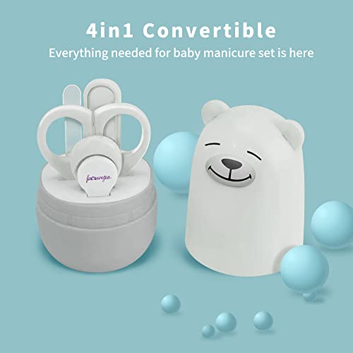 Baby Nail Clippers Set, Baby Nail Kit with Cute Case, Infant Manicure and Pedicure Health Grooming Care Can for Newborn, Kids and New Parents As Shower Gifts (Polar Bear) - color: White