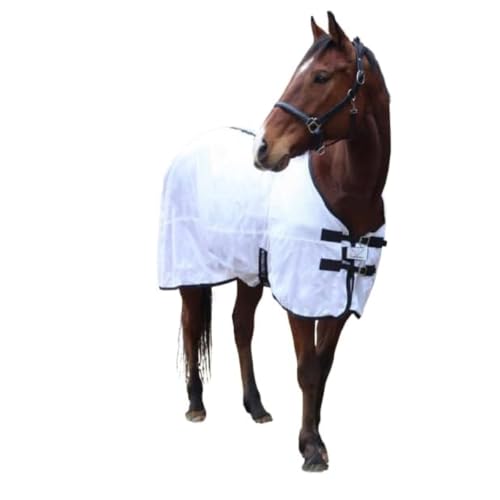 TuffRider Comfy Mesh Fly Sheet | UV Protection Horse Sheet, Standard Neck, 130 Grams Breathable Polyester Mesh - White - 72 - color: White, size: 72