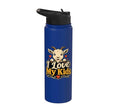 Goat Lover Farm Kids Animal Heart Cute Stainless Steel Insulated Water Bottle - color: Royal Blue