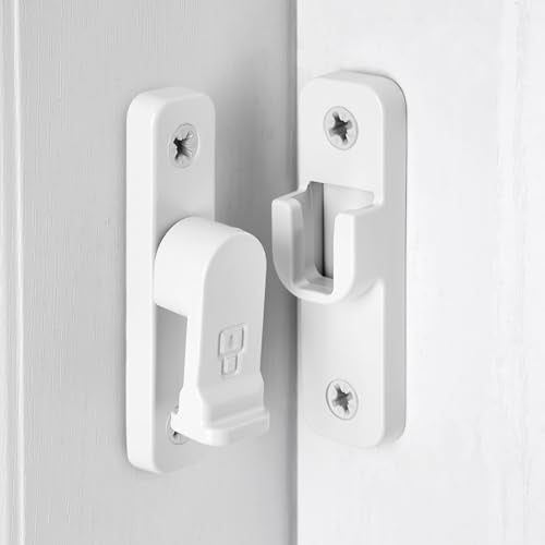 White 90 Degree Right Angle Barn Door Latches，Flip Gate Lock | Zinc Alloy Sliding Door Latch Lock,Cabinet Lock,for bedroom,Wine Cabinet,drawer,cabinet,garage,window,Pet Cage - color: White