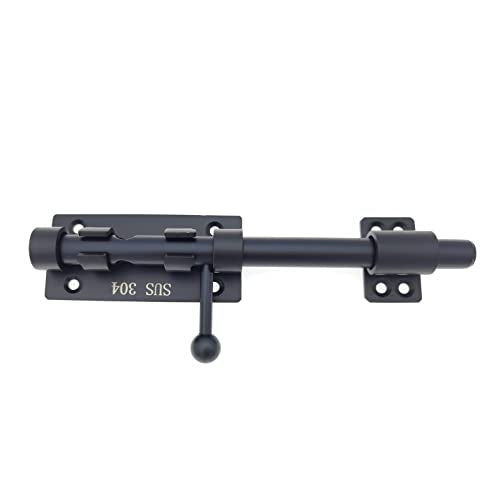 8in Slide Bolt Gate Latch 304 Stainless Steel Barrel Bolt Latch Heavy Duty Door Security Lock Thickened Door Latches Hardware with Mounting Screws for Barn Fence Shed Basement - color: 8in Black