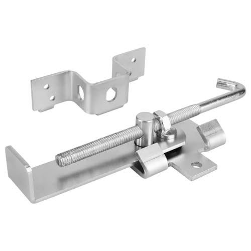 Barn Door Jamb Latch with Hook -7 Inch, Zinc Construction | Secure Sliding Door Lock for Barn and Bi-Parting Doors, Silvery Heavy Duty Barn Door Latch