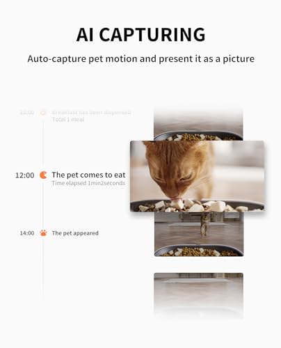 PETKIT Automatic Cat Dog Feeder with Camera, AI-Powered Motion Capturing, 1080P HD Video with Night Vision, 2.4G WiFi Pet Feeder with 2-Way Audio, Dual Hopper Pet Food Dispenser with Desiccant - color: White with Double Food Hopper