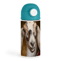 3dRose Sweet Goat Enthusiast 12oz Kids Green Bottle – Cute goat with a friendly gaze on a white background – Farm Visit, School Lunch - color: Green