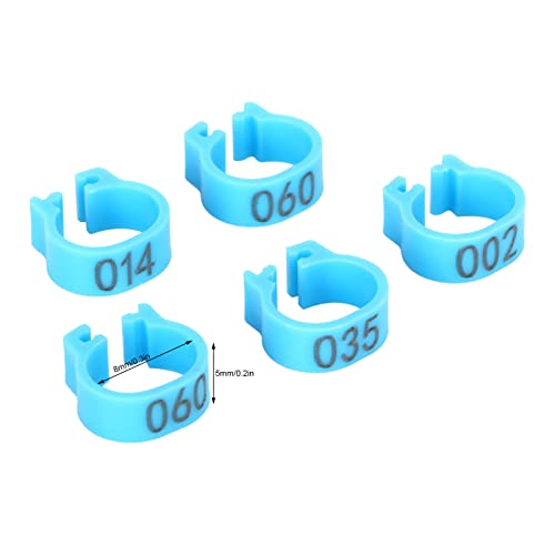 8mm Pigeon Leg Bands 0-100 Numbers Chicken Identification Leg Bands for Bantam Finch Dove Lovebird Coturnix Quail (Blue) - color: Blue