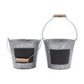 Hosley Set of 2 Metal Pail with Chalkboard and Plastic Liner 7" Dia x 6" H. Ideal Gift for Floral Arrangements Wedding House Warming Floral Planter DIY Craft Home Office Party Garden Patio - size: 2 count