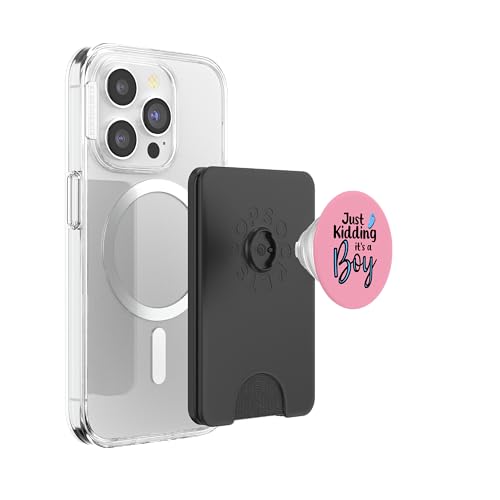 Just Kidding It's a Boy Pink Gender Reveal Party Supplies PopSockets PopWallet for MagSafe - style: Magnetic PopWallet