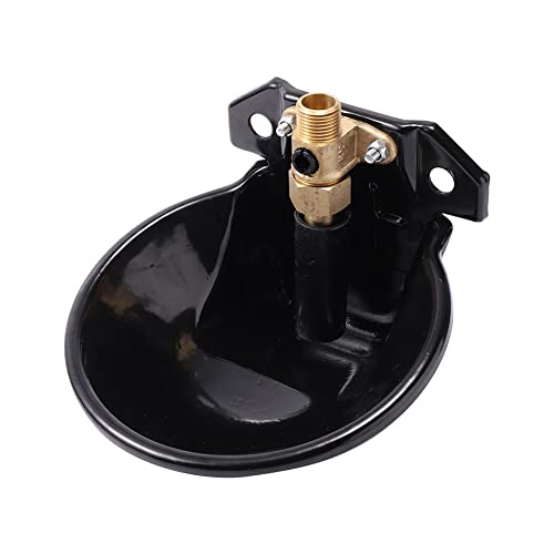 Automatic Goat Sheep Waterer Bowl with Copper Touch Valve | Thickened Steel, No Spill Livestock Water Trough for Goat,Sheep,Pig , Farm Water Drinking Equipment - color: BLACK
