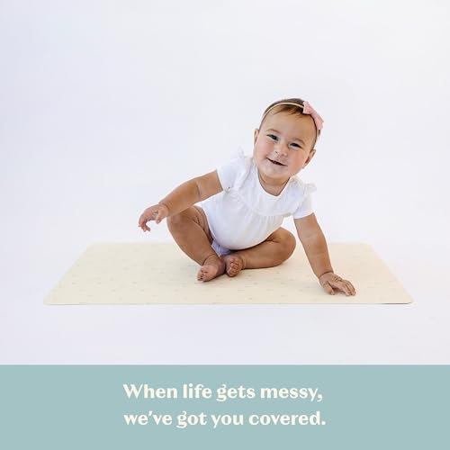 Vegan Leather Baby Changing Mat 16x30in, Wipeable, Foldable, Palm Trees | Wipeable vegan leather changing mat folds compact for travel, portable multipurpose 16x30in - color: Palm Trees