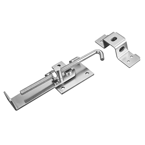 Barn Door Jamb Latch with Hook -7 Inch, Zinc Construction | Secure Sliding Door Lock for Barn and Bi-Parting Doors, Silvery Heavy Duty Barn Door Latch