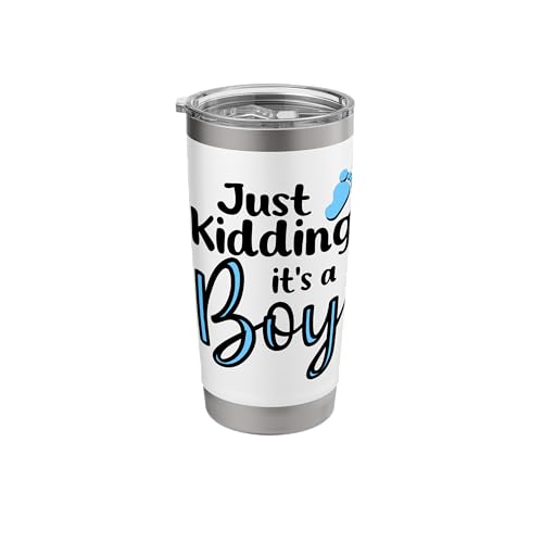 Just Kidding It's a Boy Pink Gender Reveal Party Supplies Stainless Steel Insulated Tumbler