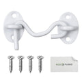 Eco-Fused 3-inch Heavy Duty Hook and Eye Latch - 1x Barn Door Lock (White), 4X Mounting Screws - Powder Coated Stainless Steel Hooks for Door, Windows, Sheds, Fences, Gates, Closets, Cabinets - color: 1 set: 3 inch - White