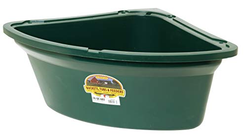 Little Giant Plastic Corner Feeder Bucket (Green) Durable & Useful Space Saving Corner Feed Trough (26 Quart) (Item No. PCF6GREEN)