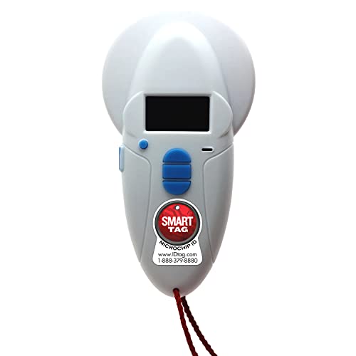 Multi-Frequency Microchip RFID Data Scanner/Temperature Reading by RealTrace for All ISO 134.2KHz & 125KHz, Read/Display/Program Up to 54 Characters (Phone #s,email & More), USB Rechargeable