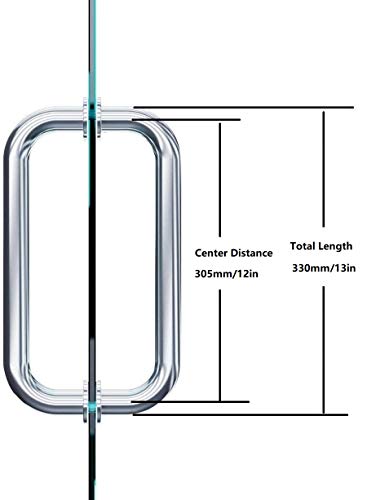 12 Inch Glass Door Handle Shower Door Handle | Back to Back, Stainless Steel, long life, finish polished
