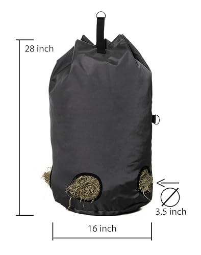 (Final Stock) Hay Bag for Horses & Goats - Super Strong 1200D Oxford Waterproof Material - New Advanced Safe Design Feeder Tote - This Hay Bag Keeps Stable and Trailer Clean