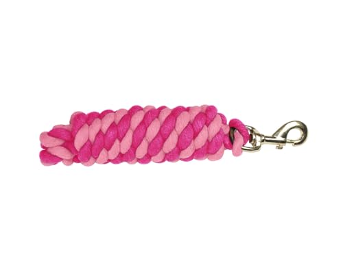 Derby Originals Pair of 2 10' Braided Cotton Lead Ropes with Brass Bolt Snap for Horses and Livestock - color: Pink/Dark Pink