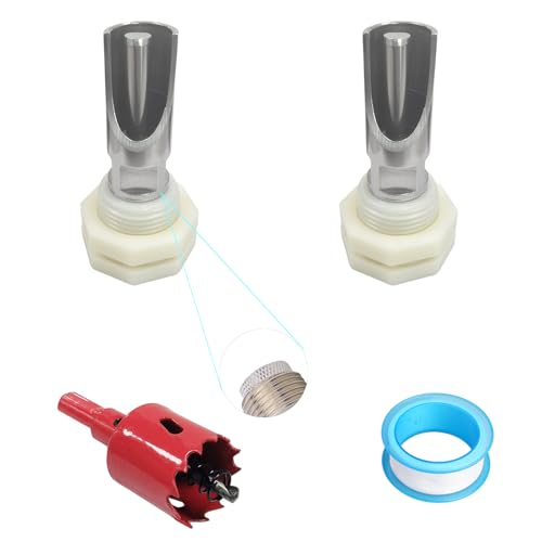 Automatic Pig Nipple Waterer Set with ABS Tank Connectors for Barrel Kit - 2pcs Stainless Steel Pig Water Nipples for Sows, Piglets, Goats - Includes Installation Hole Opener - color: ABS, size: 2PCS