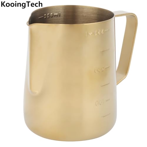 Frother Cup Milk Frother Gold Frothing Pitcher with Scale 350ml | Milk Frothing Cup Stainless Steel Home Office Coffee Frother Cups for Gold Coffee Bar Accessories
