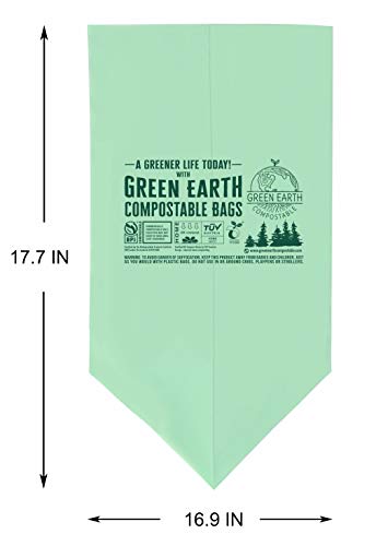 Green Earth Compostable Small Kitchen Food Scrap Trash Bags, Extra Thick 0.71 Mil, Compost Bin Compatible, 3 Gallon, 11.35 Liter, 100-Count, ASTM D6400, BPI (US) & OK Compost Home (EU) Certified - size: 100 Count (Pack of 1), style: 3 Gallon