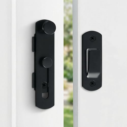 DOUBLE 2 C Barn Door Lock, Sliding Door Lock Hardware, Carbon Steel Door Latches for Cabinet, Closet, Window Door, Black - style: 1 Pack