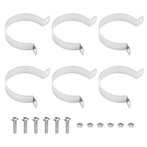 M METERXITY 6-Pack Brace Bands Chain Link Fence Parts, 2 Inch Galvanized Steel Chain Link Brace Band with Bolts and Nuts for Fence/Gate/Posts/Rust-Resistant [Silver] - size: 2"