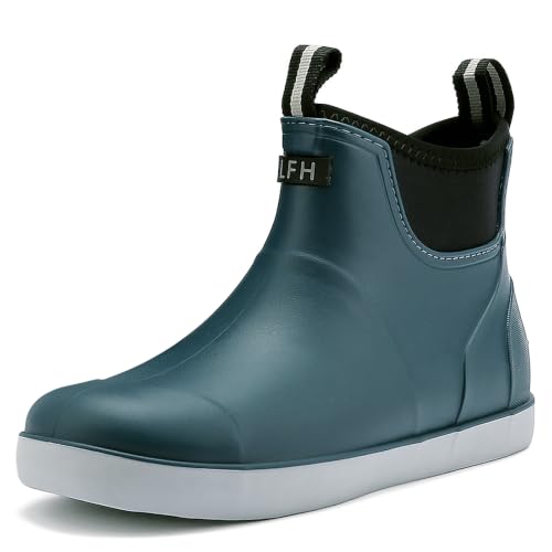 Men's Deck Boots, Waterproof Ankle Rain Boots Men Anti-Slip Traction, Outdoor Rubber Fishing Garden Boots High-Performance Shoes for Farming - color: Blue, size: 7