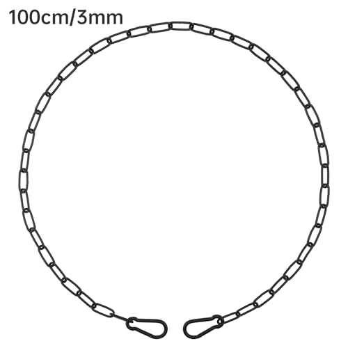 39 inch Gate Chain Lock with Both-Ended Carabiners,Chain Dia 3 mm,Black | 304 Stainless steel, for outdoor fence gates,pet cages, easy to lock/unlock, extra security, for gate that wouldn’t stay shut - size: 39" x 1/8"
