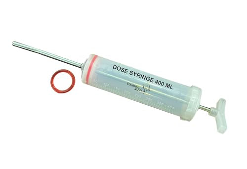 Plastic Dose Syringe 400mL for Horses & Livestock – Reusable Veterinary Drencher with Stainless Steel Nozzle, Large Animal Oral Medication Applicator for Dental Use, Deworming, Supplements & Fluids